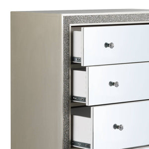 English Elm Sliverfluff Mirrored & Champagne Finish Chest with Acrylic Accents, Felt-Lined Drawer, Durable KD Legs B2726P271967
