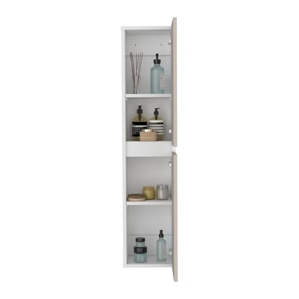 English Elm Nettleton Two Door Wall Cabinet White Finish Vertical Storage for Living Rooms B092P390613