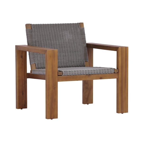 English Elm Outdoor Acacia Wood Patio Club Chairs Set of 2 with Wicker Backrest Teak Finish N772P384650T