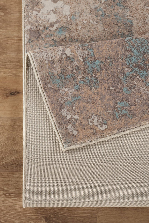 English Elm Artistic Turquoise Low Pile Area Rug Machine Made in Turkey for Living Rooms B186P428939