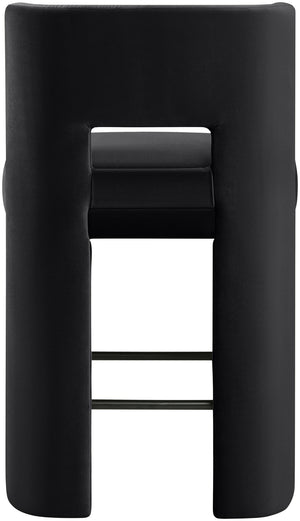 Meridian Furniture Zuno Velvet Upholstered Counter Stool with Solid Wood Frame and Matte Black Footrest for Kitchens Black 947Black-C