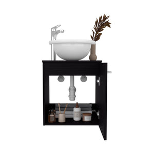 English Elm Colville Floating Wall Mount Vanity Cabinet Matte Finish Modern Bathroom Storage Black B092P439901