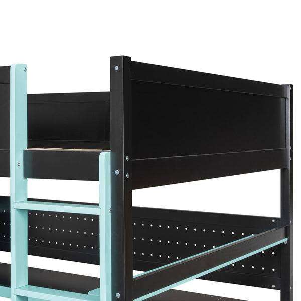 English Elm Full Size Gaming Loft Bed with Led Lighting Desk Shelves and Usb Charging Ports N820S00071C