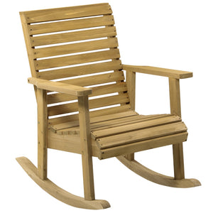 English Elm Outsunny Solid Fir Porch Rocker with Slatted Back and Arms for Patio or Sunroom W2225P174328
