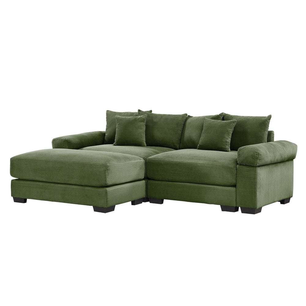 English Elm 92" Oversized Modular L-Shape Sectional Couch - Soft Corduroy, Deep Seats, Ergonomic Design & Pillows W714S01330