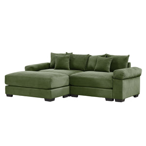 English Elm 92" Oversized Modular L-Shape Sectional Couch - Soft Corduroy, Deep Seats, Ergonomic Design & Pillows W714S01330