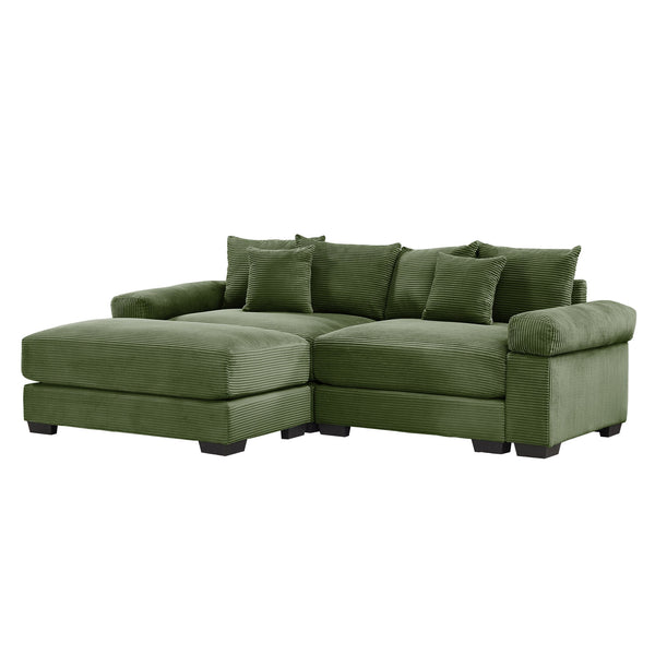 English Elm 92" Oversized Modular L-Shape Sectional Couch - Soft Corduroy, Deep Seats, Ergonomic Design & Pillows W714S01330