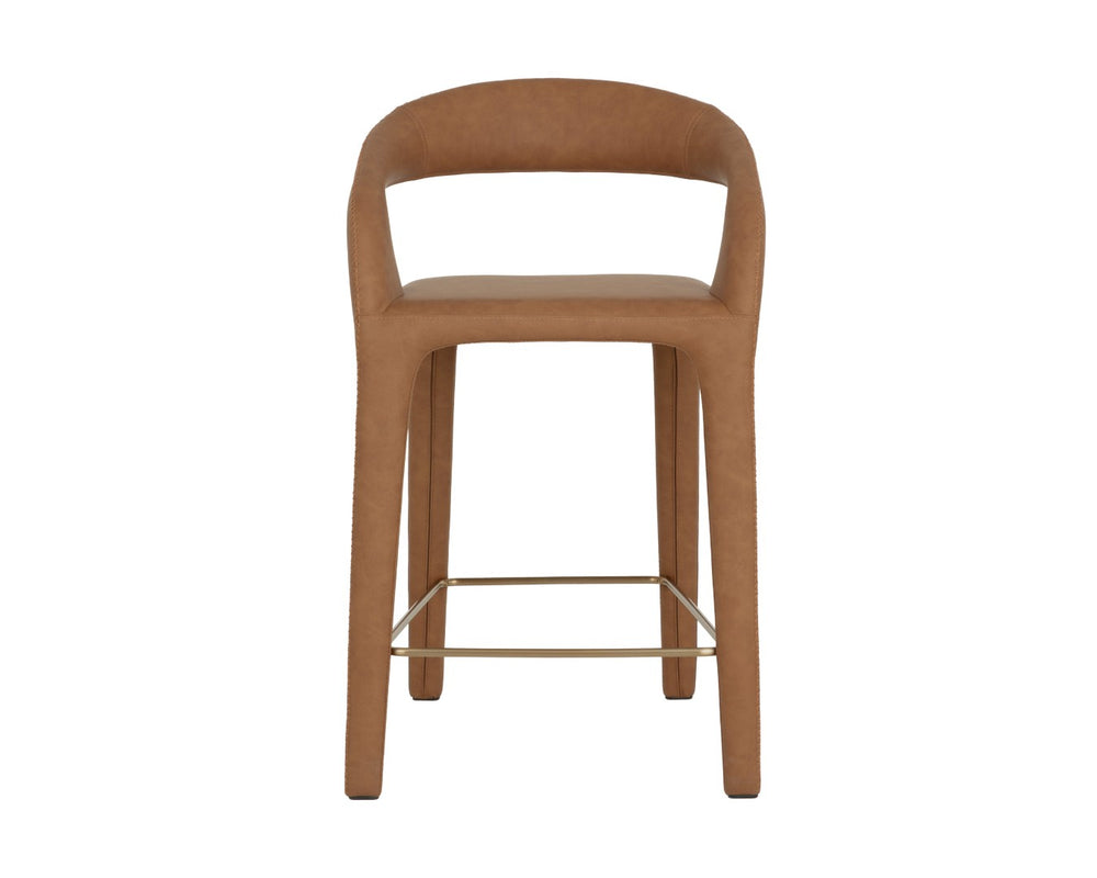 Sunpan ATIKA Modern Counter Stool in Warm Milliken Cognac - Ergonomic Comfort for Stylish Dining Spaces 112761