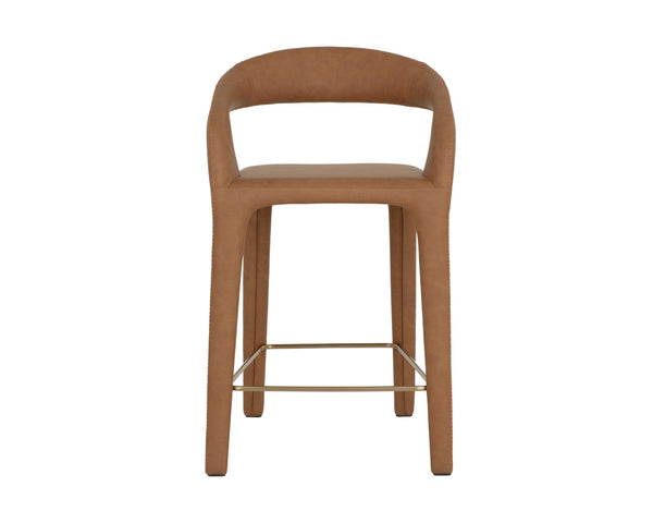 Sunpan ATIKA Modern Counter Stool in Warm Milliken Cognac - Ergonomic Comfort for Stylish Dining Spaces 112761