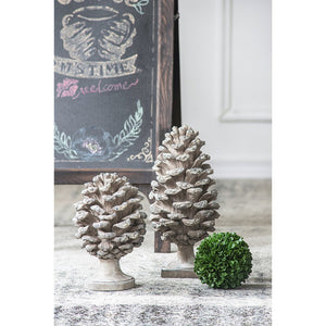 English Elm Set of 2 Polyresin Pinecone Sculptures Woodland Accent Decor for Mantel or Console W2078P360995