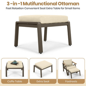 English Elm 6-piece Outdoor Conversation Set with Acacia Wood Accents and Steel Frame Patio Seating Brown,Cream Beige N704G201256A