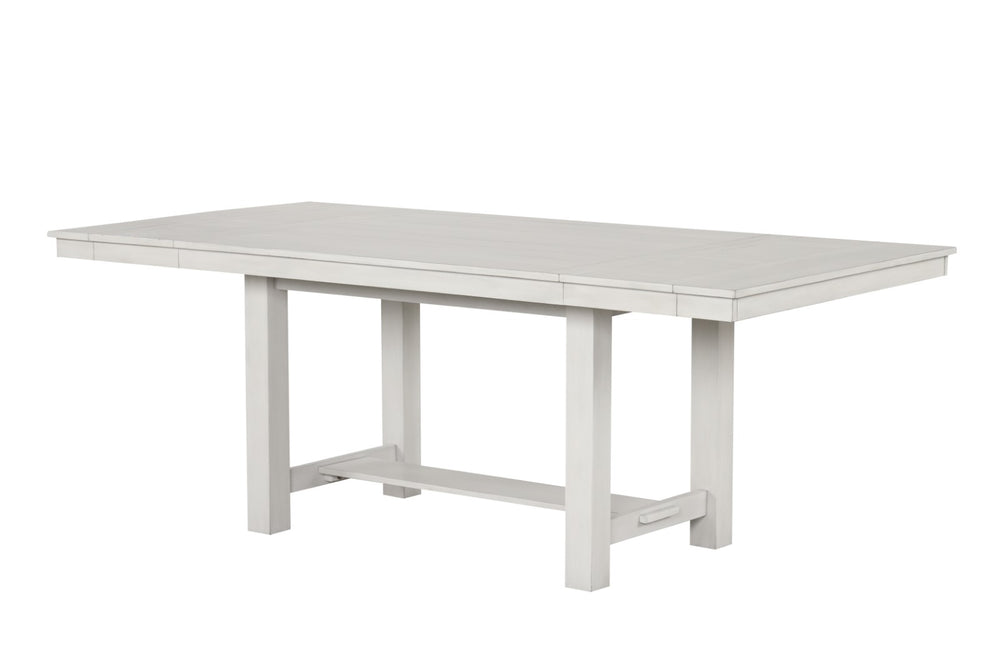 English Elm Rustic White Oak Dining Table 84" Extendable with Leaves, Block Trestle Base, Elegant Farmhouse Style B2741P323127