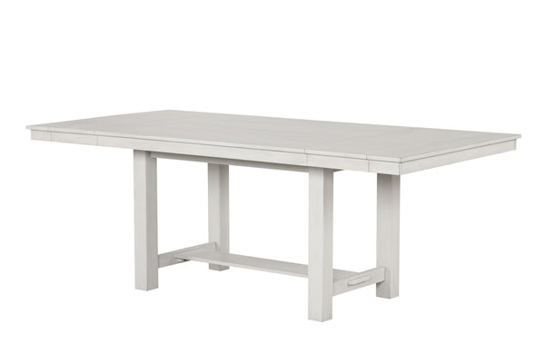 English Elm Rustic White Oak Dining Table 84" Extendable with Leaves, Block Trestle Base, Elegant Farmhouse Style B2741P323127