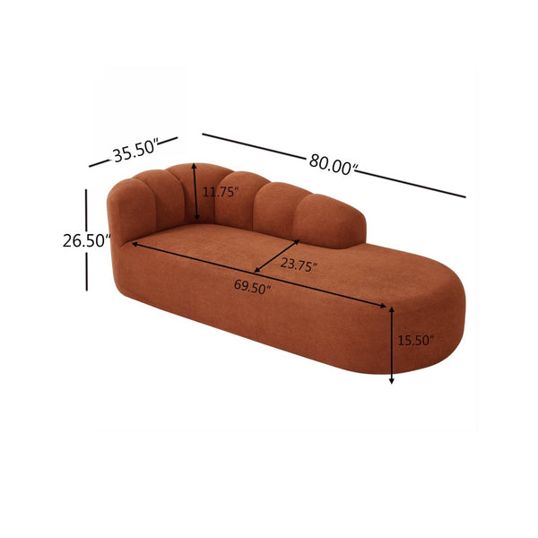 English Elm 80" Curved Sofa Scalloped Bubble Back Polyester Upholstered Modern Living Room Seating Dark Orange N771P397555C