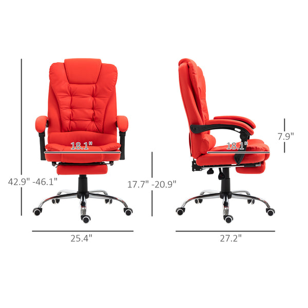 English Elm Homcom High Back Ergonomic Office Chair With Pu Leather, Footrest, Lumbar Support & Padded Comfort W2225P217493