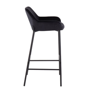 English Elm Daniella Industrial Bar Stools Set Of 2 - Plush Black Velvet & Sturdy Metal Frame For Modern Spaces B202S00538
