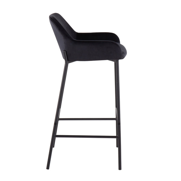 English Elm Daniella Industrial Bar Stools Set Of 2 - Plush Black Velvet & Sturdy Metal Frame For Modern Spaces B202S00538