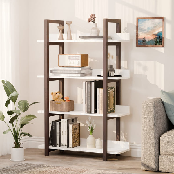 English Elm Multifuction Solid Wood Bookcase - Cedar Frame 4-Tier Narrow Shelf, Plant Stand, 40lb/Layer Durable W3128P281333