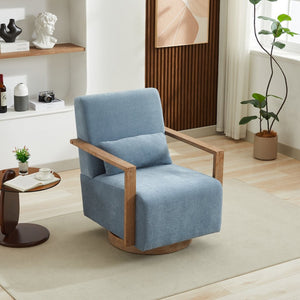English Elm 29.13"w Boucle Swivel Accent Chair Open Back 360 Rotation Modern Lounge Seating Blue W3188P417950
