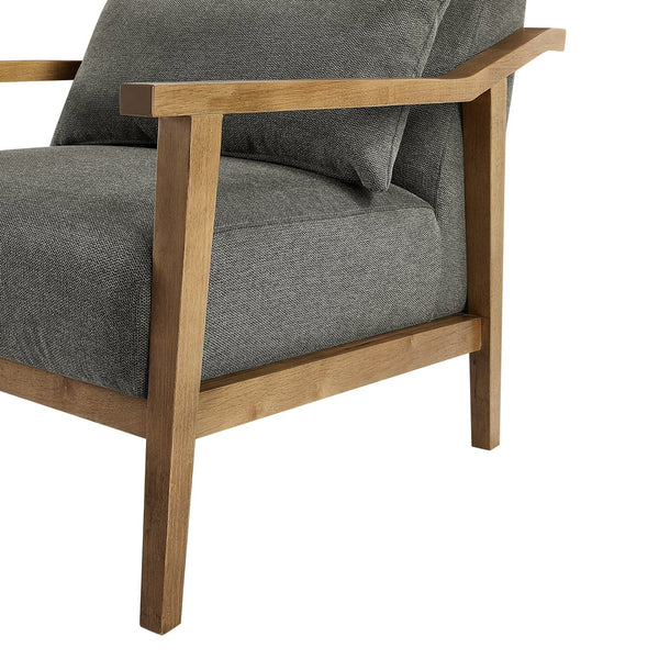 English Elm Reagan Mid-Century Wood Arm Accent Chair with Lumbar Pillow, Walnut Frame, Durable Upholstery Comfort Charcoal grey B050P390600