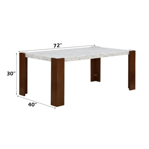 English Elm Hettie Contemporary Dining Table with Engineered Marble Stone Top, Walnut Legs, Durable 100lbs Capacity B2726P277292