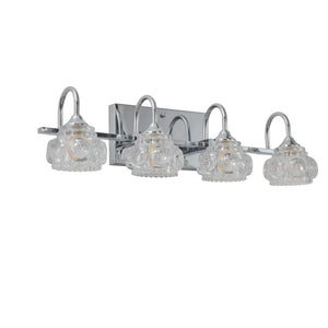 English Elm 23" Nickel Vintage Crystal Vanity Light - 4-Light Hardwired Bathroom Mirror Fixture, Nickel Iron Elegance W2312P374821