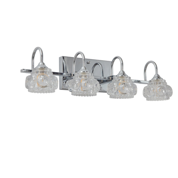 English Elm 23" Nickel Vintage Crystal Vanity Light - 4-Light Hardwired Bathroom Mirror Fixture, Nickel Iron Elegance W2312P374821