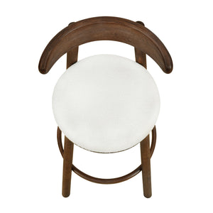 English Elm Christopher Knight Home® - Round Chunky Cushion Bar Stool with Curved Ergonomic Back, Solid Rubberwood Frame, Durable Comfort Beige,Walnut N771P346003T