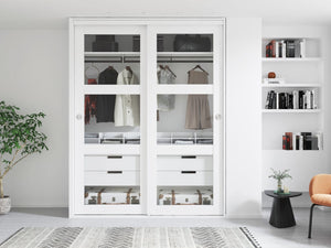 English Elm 30 in Matte Mdf Bi-fold Door with Frosted Glass Panels Hardware and Handle Included B2763P483206