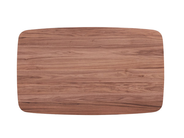 English Elm Casson Walnut Finish Dining Table with Bent Wood Legs, Durable Rubberwood, Fixed Top, Modern Warmth B2726S00071