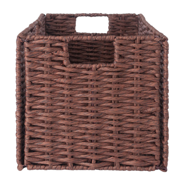 Winsome Wood Tessa 3-piece Foldable Woven Rope Basket Set - Stylish Walnut Storage For Toys, Towels & More! Walnut Paper 94803-winsome-wood