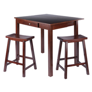 Winsome Wood Perrone 3-piece Versatile Drop Leaf Table Set With Saddle Seat Stools In Rich Walnut For Small Spaces Walnut Solid ,Composite Wood 94804-winsome-wood