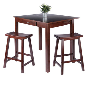 Winsome Wood Perrone 3-piece Versatile Drop Leaf Table Set With Saddle Seat Stools In Rich Walnut For Small Spaces Walnut Solid ,Composite Wood 94804-winsome-wood