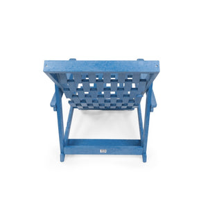 English Elm Pinecrest Outdoor Folding Lounge Chair Recycled Hdpe Reclining Patio Seat with Cushion Blue B2745P409691