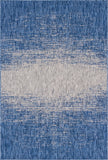 Unique Loom Outdoor Modern Ombre Machine Made Abstract Rug Blue, Ivory 6' 1" x 9' 0"