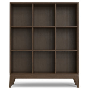 English Elm Harper Walnut Brown 9-Cube Storage Cabinet – Handcrafted Wood, Tapered Legs, Versatile Display & Organizing B136P238623