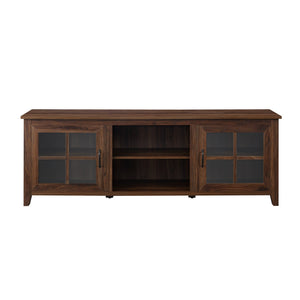 English Elm Walker Edison - Modern Farmhouse 2-Door Glass Windowpane TV Stand 70" with Adjustable Shelves & Cord Management Dark Brown 75 L x 23 W x 5 H B185P169356