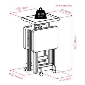 Winsome Wood Isabelle 6-piece Walnut Snack Table Set With Rolling Stand & Removable Tray For Easy Entertaining Walnut Solid Wood 94828-winsome-wood