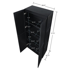 English Elm Cornelia Modern Storage Closet 2.0 — Slim Black MDF Cabinet, 4 Adjustable Shelves, Soft-Close Doors B365P398548