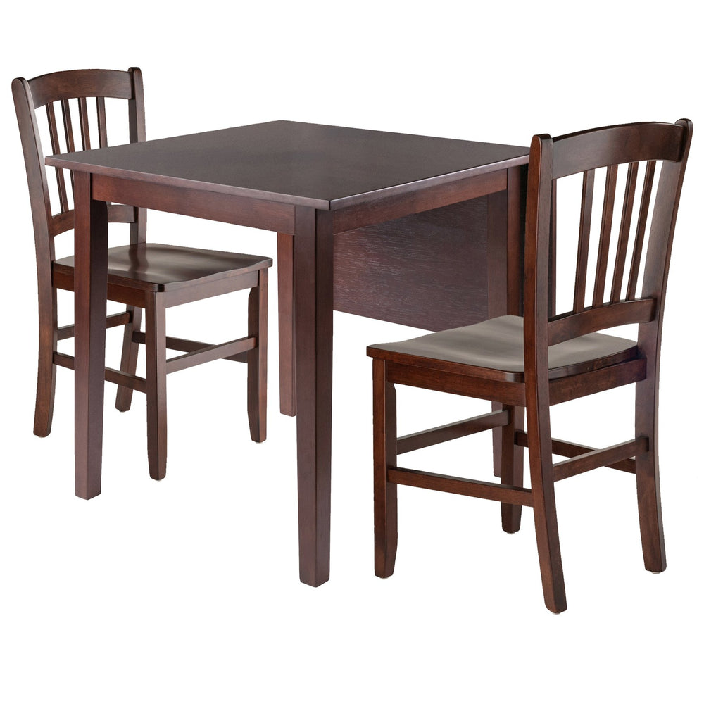 Winsome Wood Perrone 3-piece Drop Leaf Dining Table Set With Slat Back Chairs - Elegant Walnut Space Saver Design Walnut Solid ,Composite Wood 94835-winsome-wood