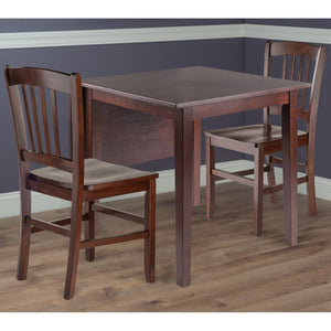 Winsome Wood Perrone 3-piece Drop Leaf Dining Table Set With Slat Back Chairs - Elegant Walnut Space Saver Design Walnut Solid ,Composite Wood 94835-winsome-wood