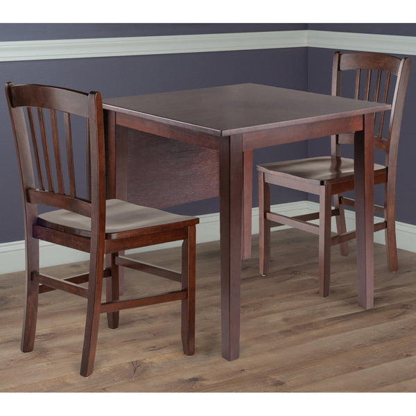 Winsome Wood Perrone 3-piece Drop Leaf Dining Table Set With Slat Back Chairs - Elegant Walnut Space Saver Design Walnut Solid ,Composite Wood 94835-winsome-wood