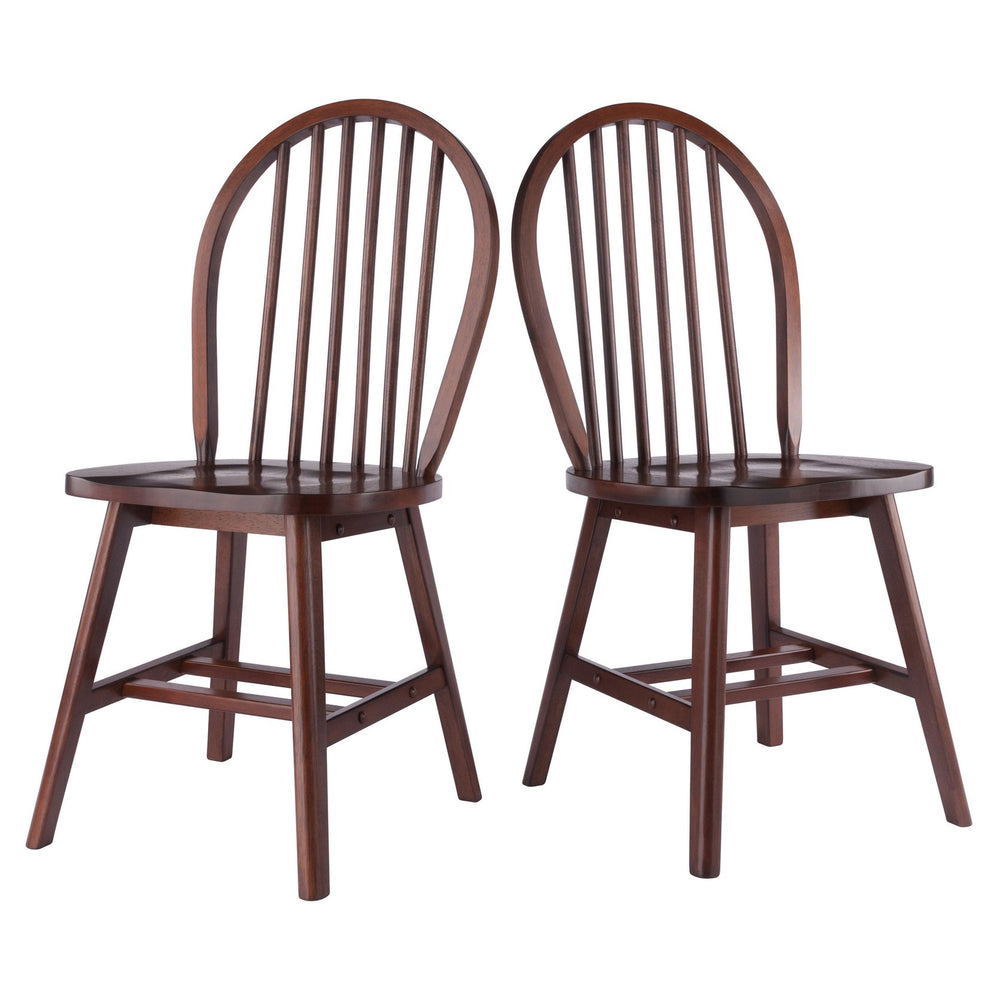 Winsome Wood Windsor 2-piece Chair Set - Classic Walnut Finish, Modern Comfort, Durable Design For Dining Rooms Walnut Solid Wood 94837-winsome-wood