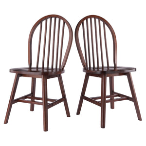 Winsome Wood Windsor 2-piece Chair Set - Classic Walnut Finish, Modern Comfort, Durable Design For Dining Rooms Walnut Solid Wood 94837-winsome-wood