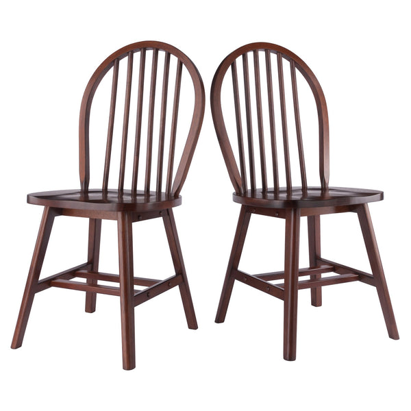 Winsome Wood Windsor 2-piece Chair Set - Classic Walnut Finish, Modern Comfort, Durable Design For Dining Rooms Walnut Solid Wood 94837-winsome-wood
