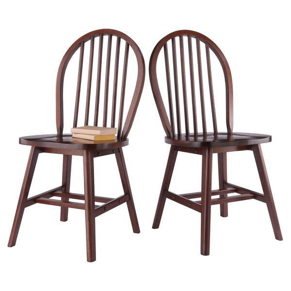 Winsome Wood Windsor 2-piece Chair Set - Classic Walnut Finish, Modern Comfort, Durable Design For Dining Rooms Walnut Solid Wood 94837-winsome-wood