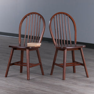 Winsome Wood Windsor 2-piece Chair Set - Classic Walnut Finish, Modern Comfort, Durable Design For Dining Rooms Walnut Solid Wood 94837-winsome-wood