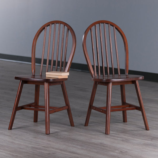 Winsome Wood Windsor 2-piece Chair Set - Classic Walnut Finish, Modern Comfort, Durable Design For Dining Rooms Walnut Solid Wood 94837-winsome-wood