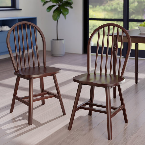 Winsome Wood Windsor 2-piece Chair Set - Classic Walnut Finish, Modern Comfort, Durable Design For Dining Rooms Walnut Solid Wood 94837-winsome-wood