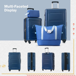 English Elm 2 Piece Abs Hard Shell Spinner Luggage Set with Tsa Lock Expandable Suitcases Blue N732P198745C